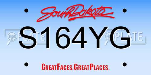 S164YG South Dakota License Plate