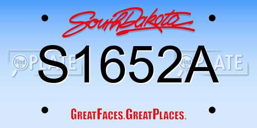 S1652A South Dakota License Plate