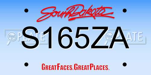 S165ZA South Dakota License Plate