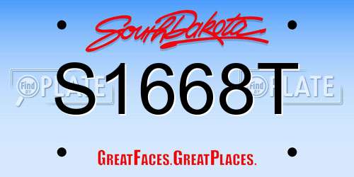 S1668T South Dakota License Plate