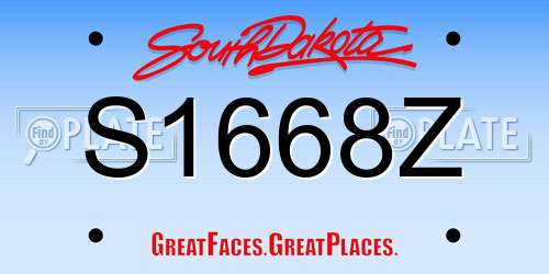 S1668Z South Dakota License Plate