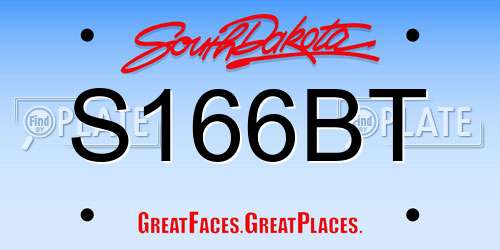 S166BT South Dakota License Plate
