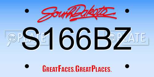 S166BZ South Dakota License Plate