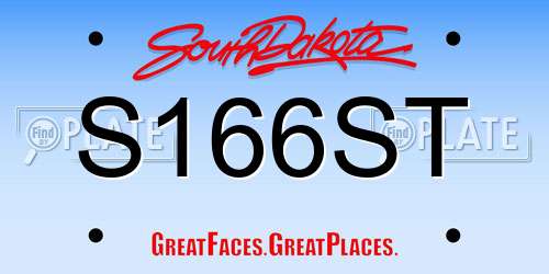 S166ST South Dakota License Plate
