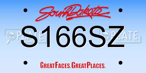 S166SZ South Dakota License Plate