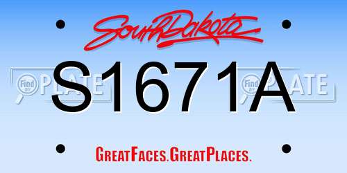 S1671A South Dakota License Plate