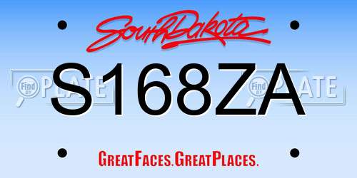 S168ZA South Dakota License Plate