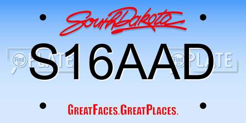 S16AAD South Dakota License Plate