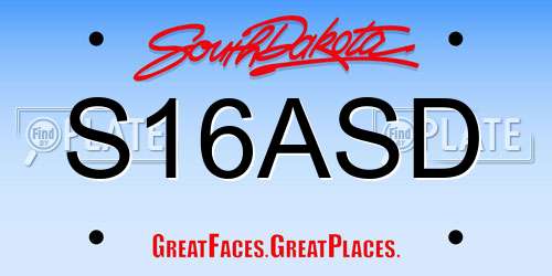 S16ASD South Dakota License Plate