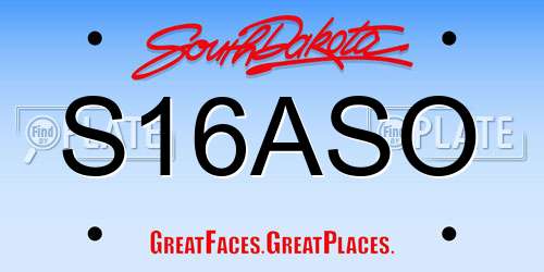 S16ASO South Dakota License Plate