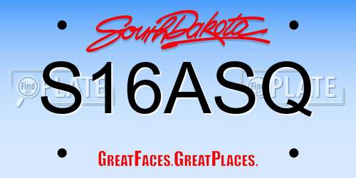 S16ASQ South Dakota License Plate