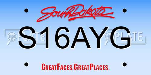 S16AYG South Dakota License Plate
