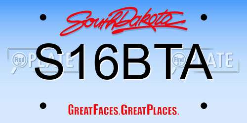 S16BTA South Dakota License Plate