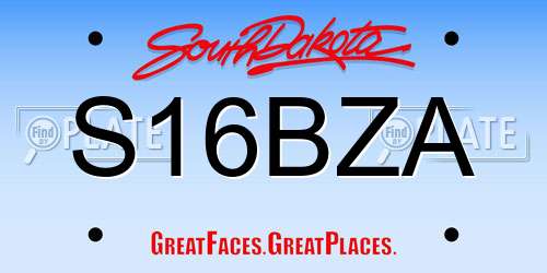 S16BZA South Dakota License Plate