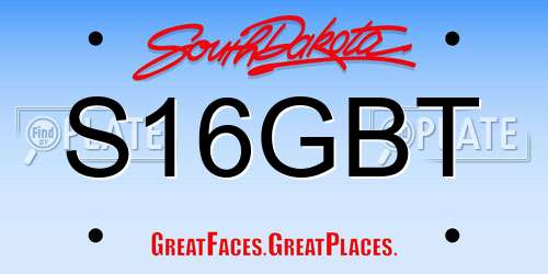 S16GBT South Dakota License Plate