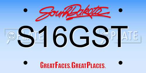 S16GST South Dakota License Plate