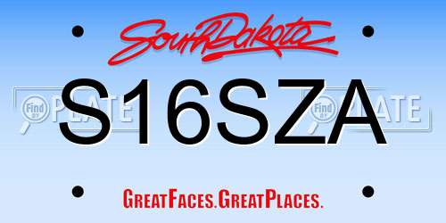 S16SZA South Dakota License Plate