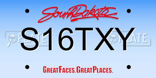 S16TXY South Dakota License Plate