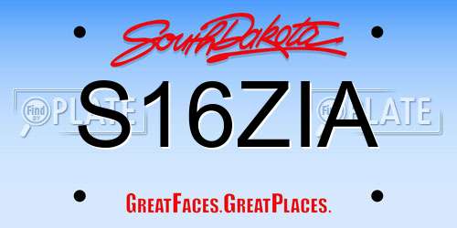 S16ZIA South Dakota License Plate