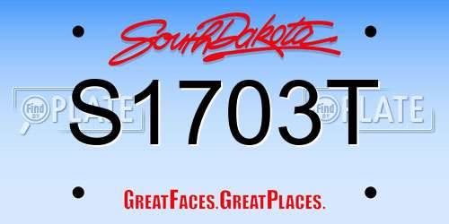 S1703T South Dakota License Plate
