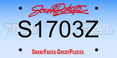 S1703Z South Dakota License Plate