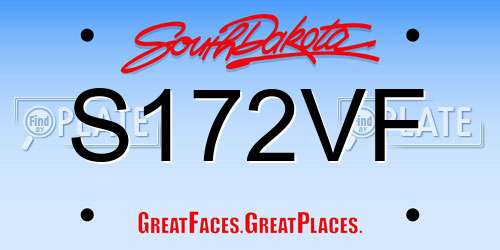 S172VF South Dakota License Plate