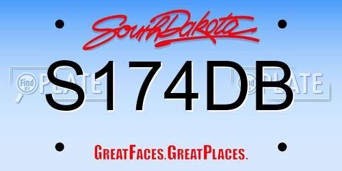 S174DB South Dakota License Plate