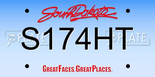 S174HT South Dakota License Plate