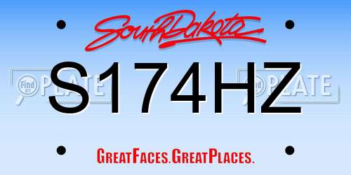 S174HZ South Dakota License Plate
