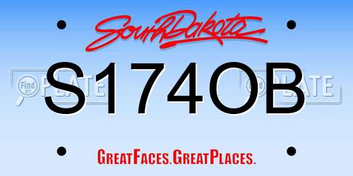 S174OB South Dakota License Plate