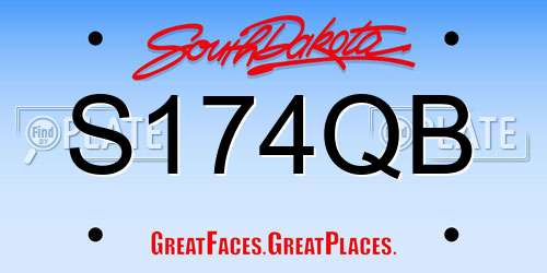 S174QB South Dakota License Plate