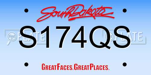 S174QS South Dakota License Plate
