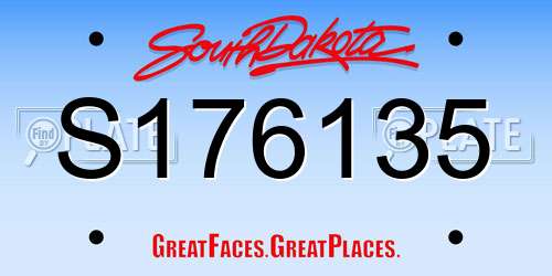 S176135 South Dakota License Plate
