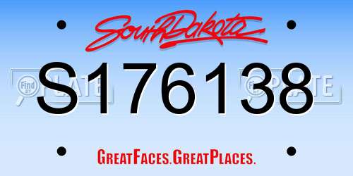 S176138 South Dakota License Plate