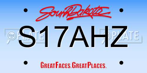 S17AHZ South Dakota License Plate