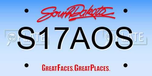 S17AOS South Dakota License Plate