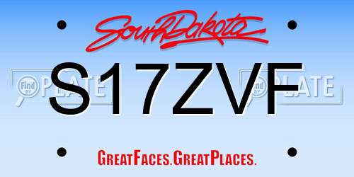 S17ZVF South Dakota License Plate
