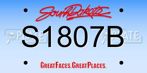 S1807B South Dakota License Plate