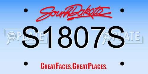 S1807S South Dakota License Plate