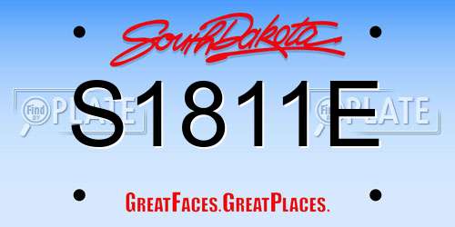 S1811E South Dakota License Plate