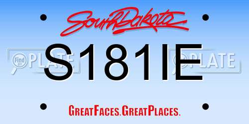 S181IE South Dakota License Plate