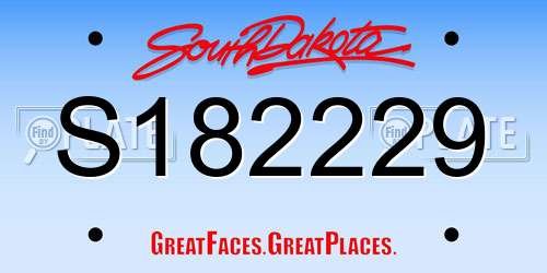 S182229 South Dakota License Plate