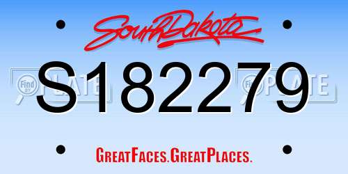 S182279 South Dakota License Plate