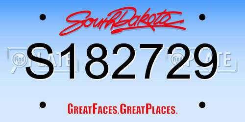 S182729 South Dakota License Plate