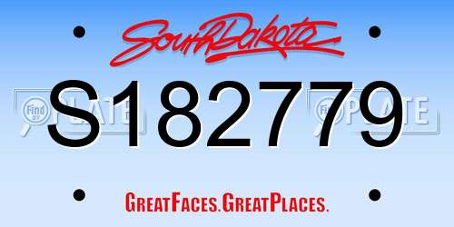 S182779 South Dakota License Plate
