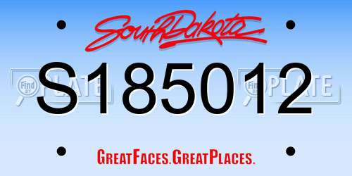 S185012 South Dakota License Plate