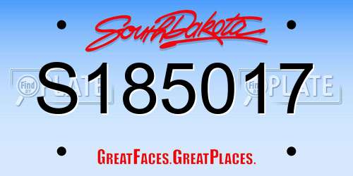 S185017 South Dakota License Plate