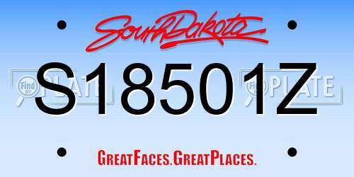 S18501Z South Dakota License Plate