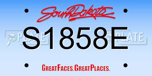 S1858E South Dakota License Plate