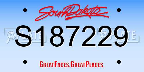 S187229 South Dakota License Plate